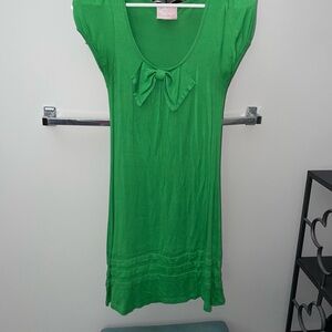 Green Bow Detail Women's Dress Y2K